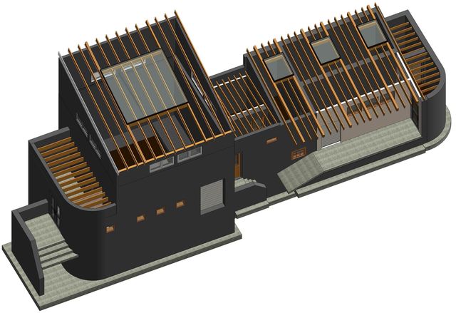 Bim Modern Building Front View Sketchup Image